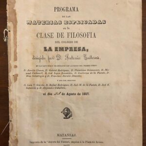 Programa de las Materias Esplicadas en la clase de filosofía del Colegio de La Empresa. Ver foto para título detallado.
