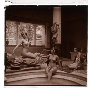 Desnudo artístico estereoscópico en cristal. Fotografía estereoscópica. Jules Richard. The Atrium.