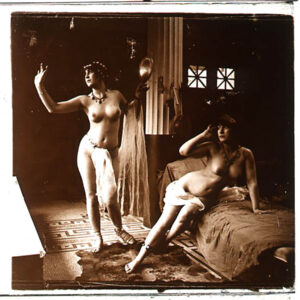 Desnudo artístico estereoscópico en cristal. Fotografía estereoscópica. Jules Richard. The Atrium.