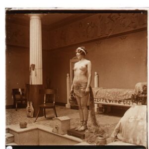 Desnudo artístico estereoscópico en cristal. Fotografía estereoscópica. Jules Richard. The Atrium.