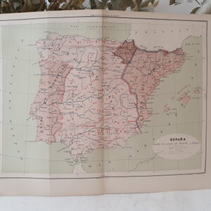 [Cromolitografía] Mapa de España hasta la unión de Castilla y Aragón. desde 1257 a 1515.