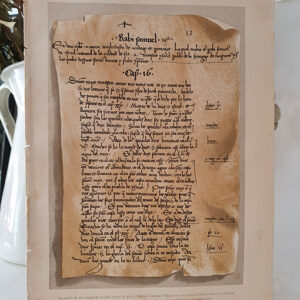 [3 Cromolitografías] Última página del Codicilo por la Reina Dña. Isabel la Católica y  Facsímil de un manuscrito de Cristóbal Colón. Copia de Autógrafo del Gran Capitán.