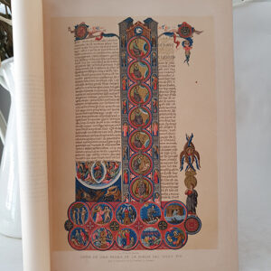 [Cromolitografía] Copia de una página de la Biblia del s.XIV conservada en la Catedral de Gerona.