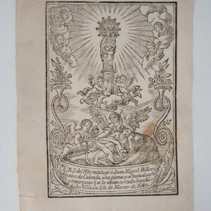 [Grabado] N.S. del Pilar restituyó a Juan Miguel Pellizer, vecino de Calanda una pierna... 1640