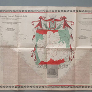 Tabla Itineraria y Plano de la Provincia de Sevilla. 1902. Señala las distancias de todos sus pueblos entre si en Leguas comunes.