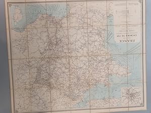 FRANCE - Carte des Camins de Fer avec stations, distances et compagnies. Lignes maritimes et ports desservis.